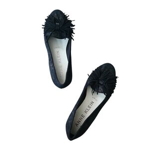 Anne Klein Dixie Leopard Black Leather Tassel Flats 5